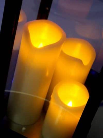 Wood & Glass Lantern With Candles | EPH Creative - Event Prop Hire