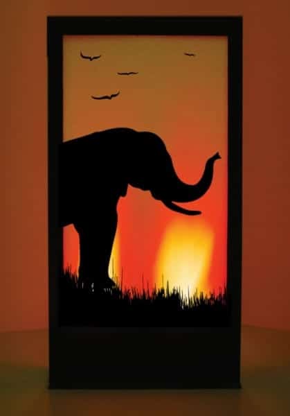 Elephants 2 African Silhouette Panel