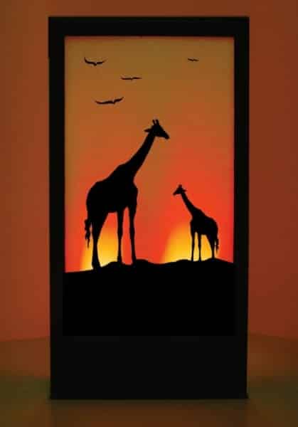 Giraffe 2 African Silhouette Panel