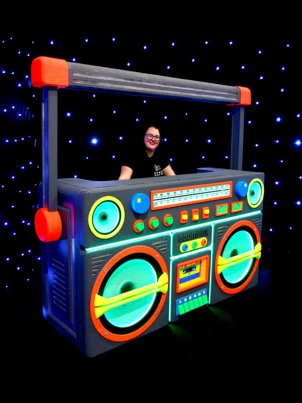 Giant Boombox Prop With Lights – Fluorescent