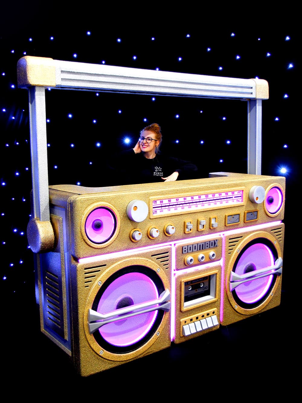 Giant Boombox Prop With Lights – Gold