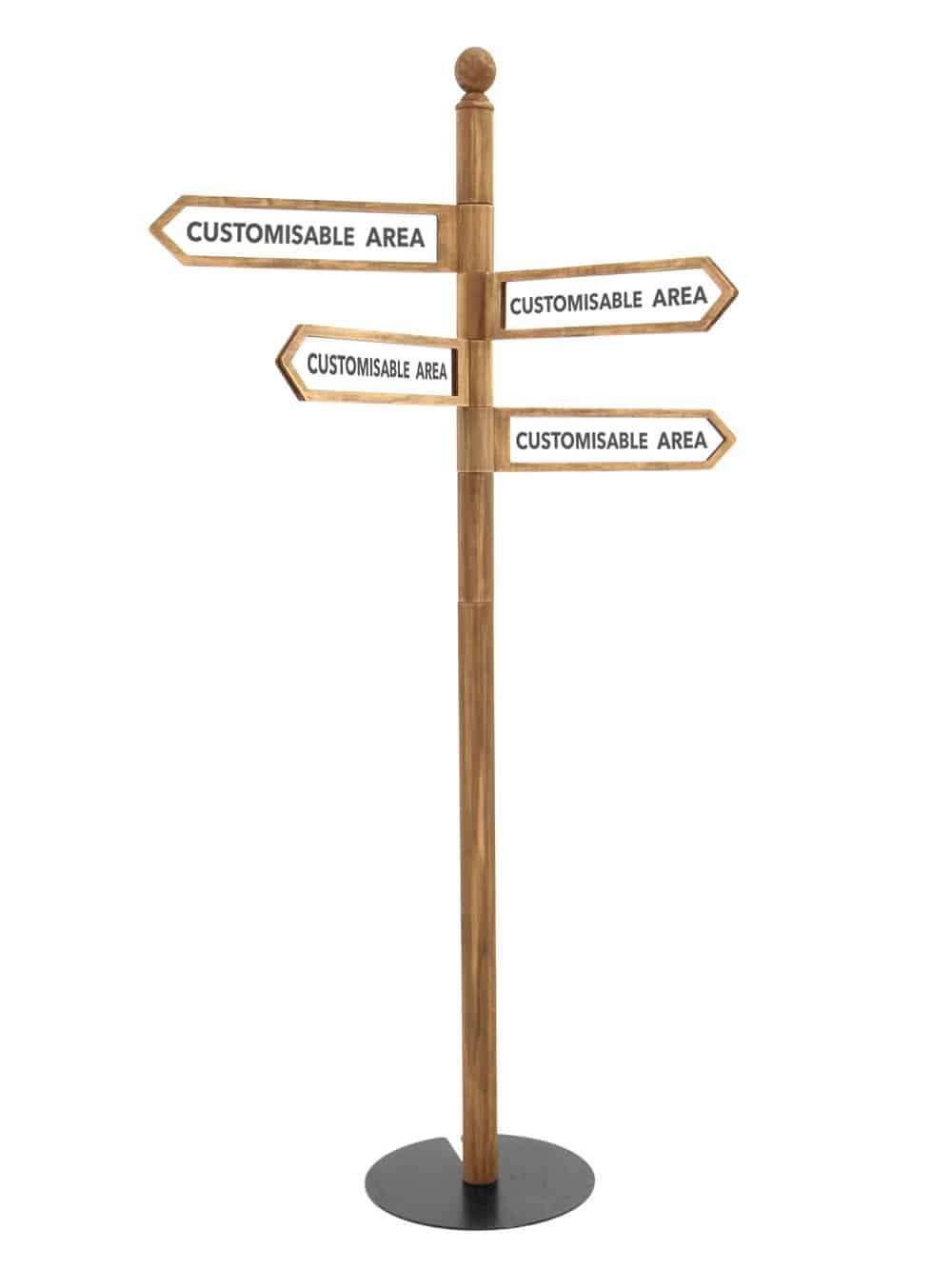 Rustic Multi Directional Sign Post – x4 Rotating Signs