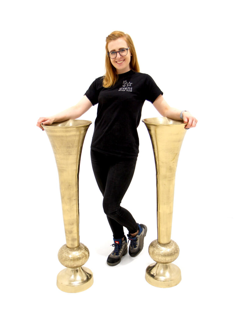 Tall Gold Vase 1.1m EPH Creative Event Prop Hire